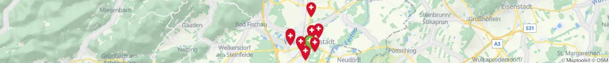 Kartenansicht für Apotheken-Notdienste in der Nähe von Wiener Neustadt (Stadt) (Niederösterreich)